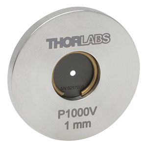 P1000V - Ø1in Mounted Pinhole, 1 mm ± 10 µm Pinhole Diameter, Stainless Steel, Vacuum Compatible