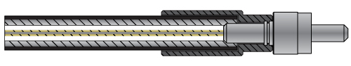 Cross Section of Armored Patch Cable with SMA Connector. The Structure is the Same for Cables with FC/PC Connectors.