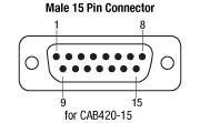 Male 15 Pin Connector Diagram for CAB420-15
