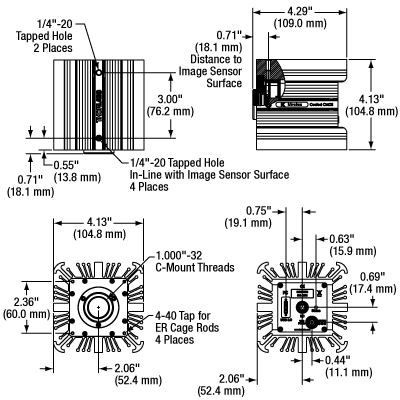Cooled Kiralux Camera Mechanical Drawing