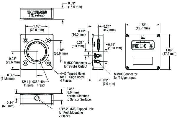 Compact Scientific CMOS Camera Mechanical Drawing