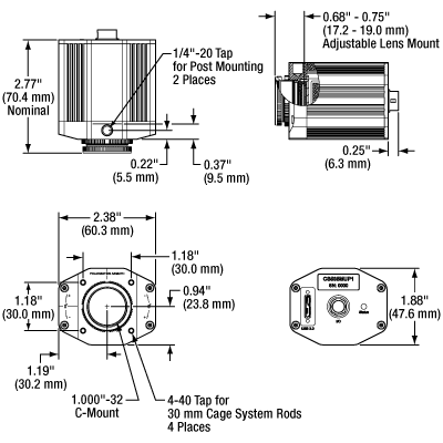 Compact Scientific CMOS Camera Mechanical Drawing