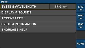 Modulator Bias Controller System Wavelength Settings Screen