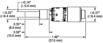 Quarter Inch Micrometer with Flat Tip Drawing